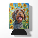 Wirehaired Pointing Griffon in Sunflowers Can or Bottle Hugger by Caroline's Treasures