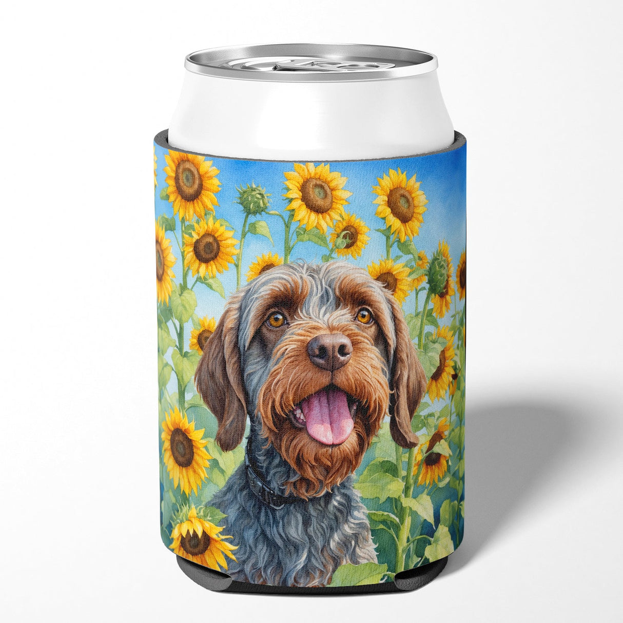 Wirehaired Pointing Griffon in Sunflowers Can or Bottle Hugger by Caroline's Treasures