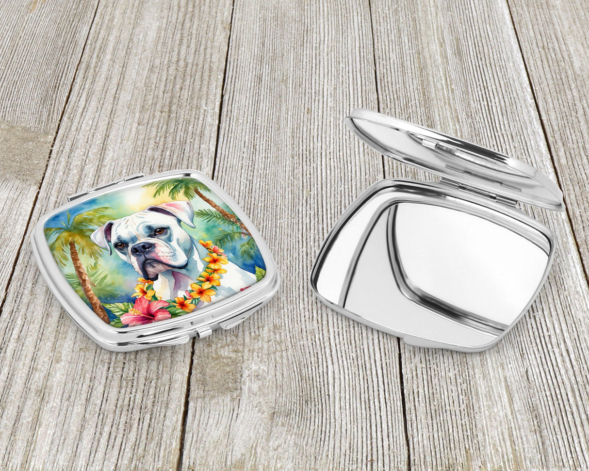 White Boxer Luau Compact Mirror by Caroline's Treasures