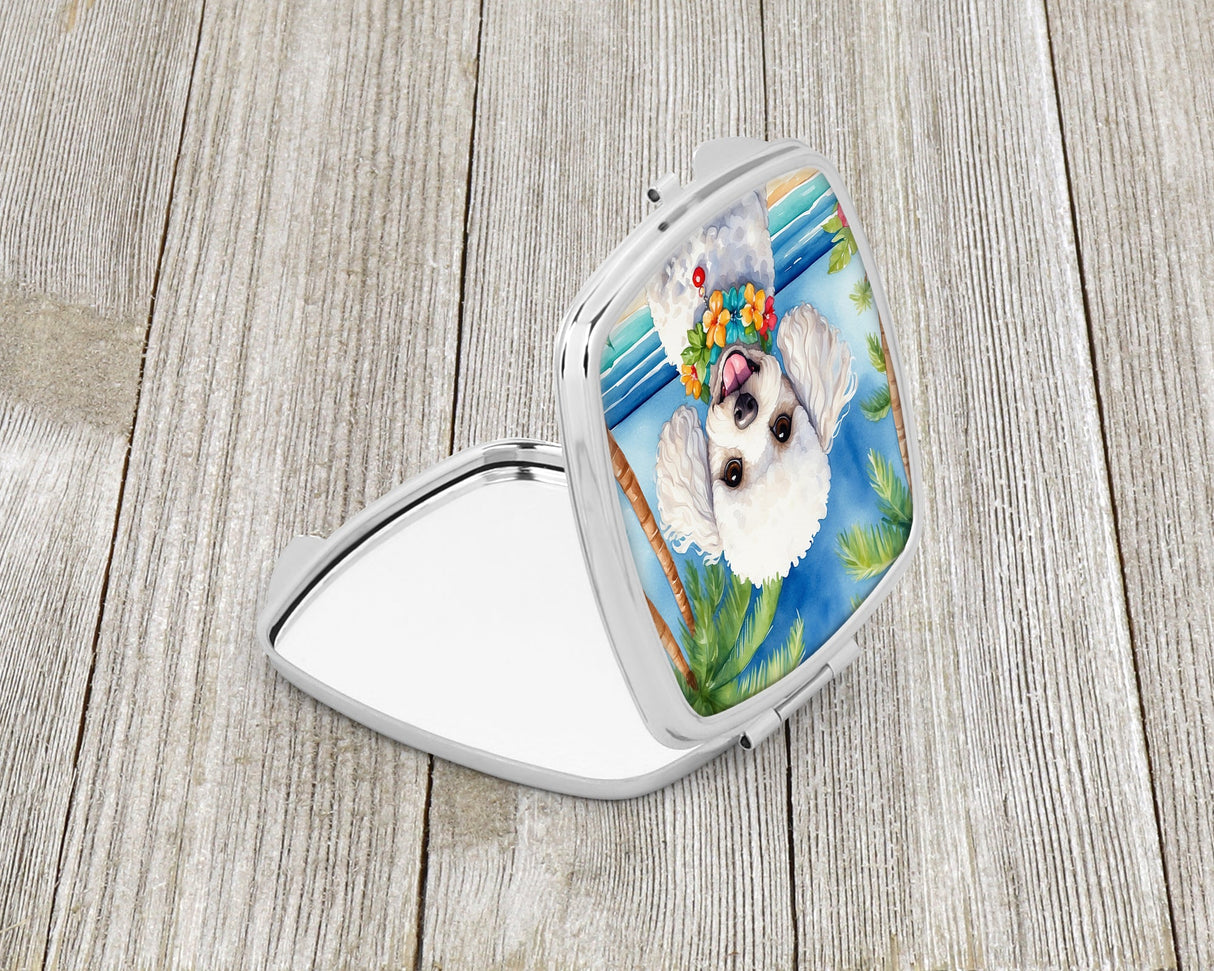 White Poodle Luau Compact Mirror by Caroline's Treasures