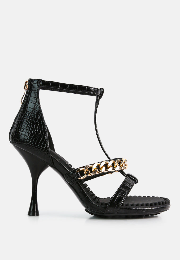 dakota metal chain mid heel sandals by London Rag