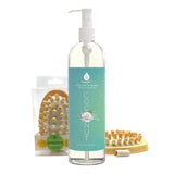 Nourishing Beauty Bundle: Fractionated Coconut Oil (16 Oz) & Boar Bristle Bath Brush by Pursonic