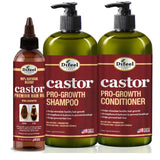 Difeel Castor Pro-Growth 3-PC Large Hair Care Set - Shampoo 33.8oz, Conditioner 33.8oz, & Hair Oil 8oz by difeel - find your natural beauty