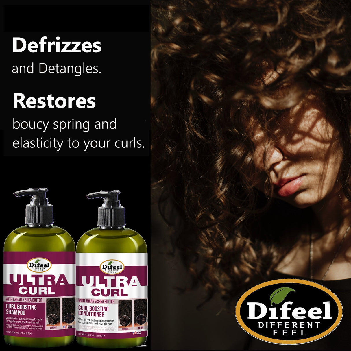 Difeel Ultra Curl 2-PC Curl Enhancing Shampoo & Conditioner Set - Includes Shampoo 12 oz. & Conditioner 12 oz. by difeel - find your natural beauty