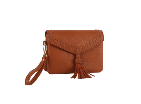 Whipstitching detail tassel front flap crossbody by hfstylish