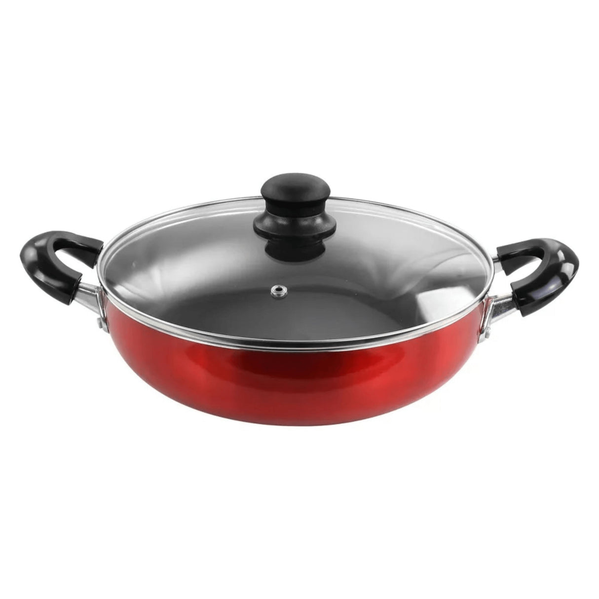 Better Chef Better Chef 14" Aluminum Non-Stick Deep Fryer W/Glass Lid Metallic - Red - 14 inch