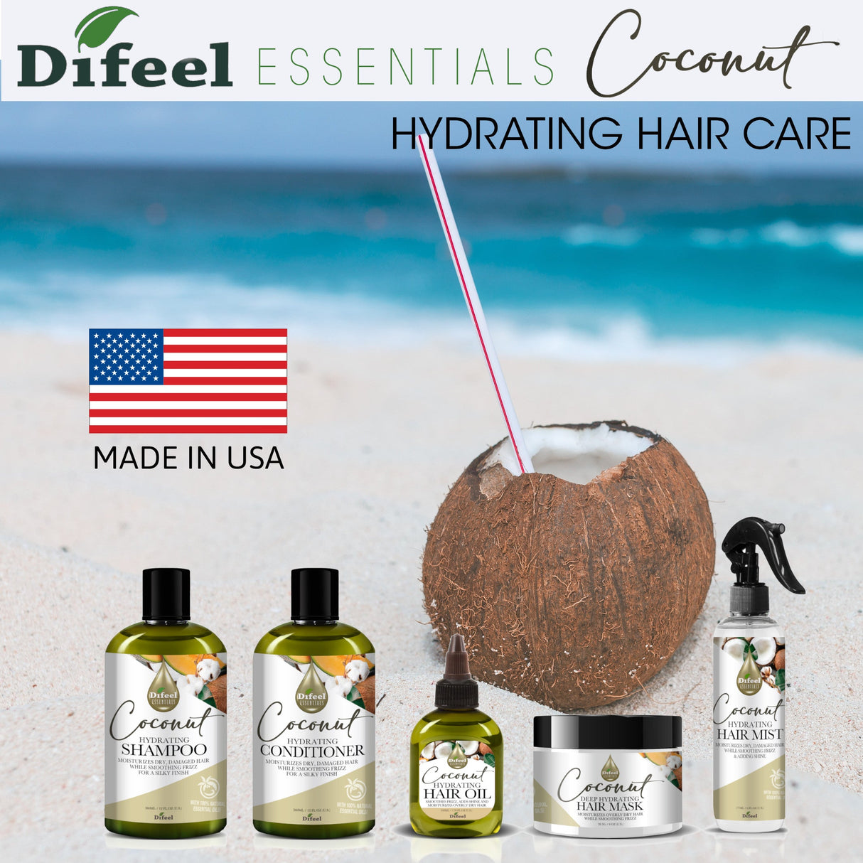 Difeel Essentials Hydrating Coconut - Conditioner 12 oz. by difeel - find your natural beauty