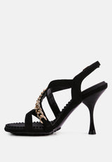 domeda metal chain mid heel sandal by London Rag