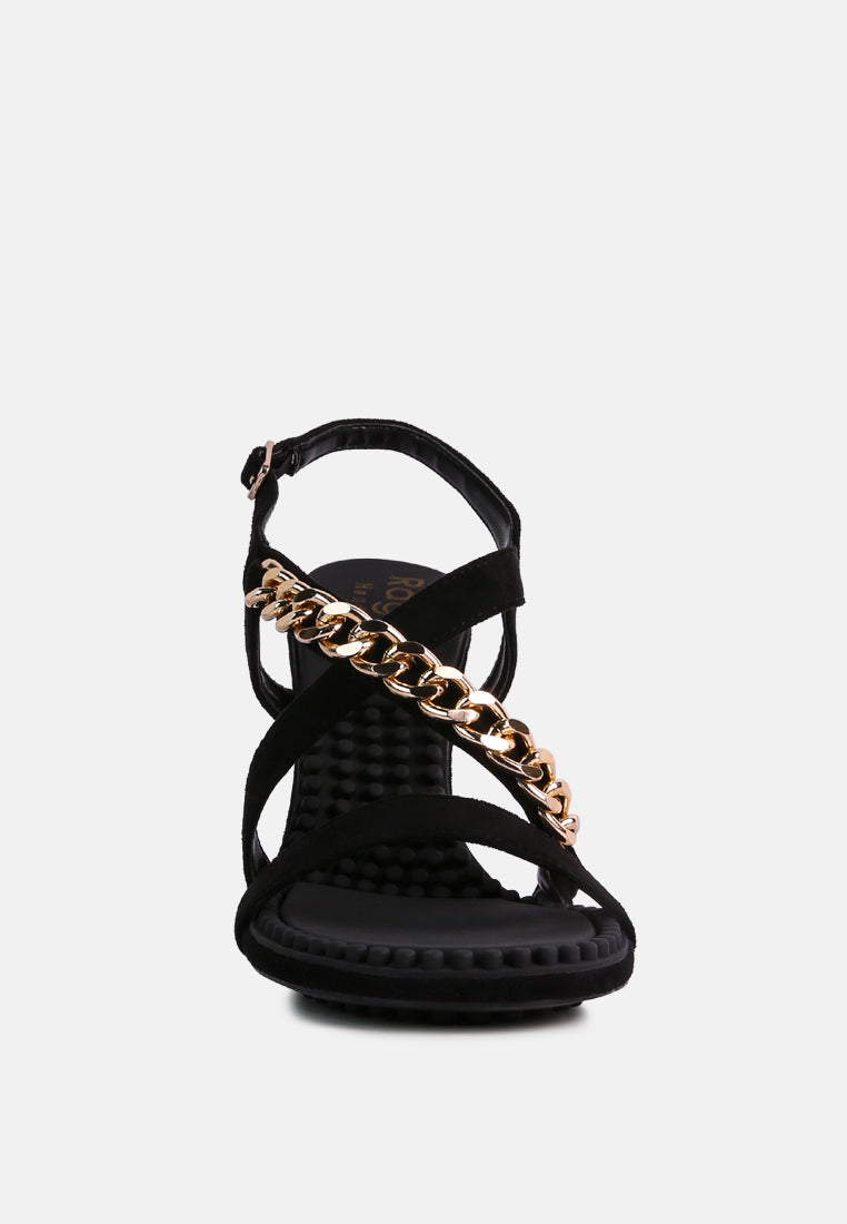 domeda metal chain mid heel sandal by London Rag