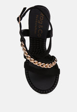 domeda metal chain mid heel sandal by London Rag