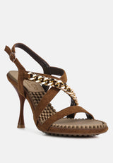 domeda metal chain mid heel sandal by London Rag