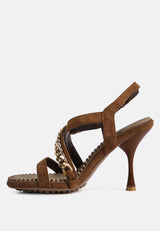 domeda metal chain mid heel sandal by London Rag