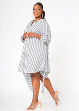 Plus Size Lace Trim Wrapped Shirt Dress in Ditsy Gingham by Shop at Konus