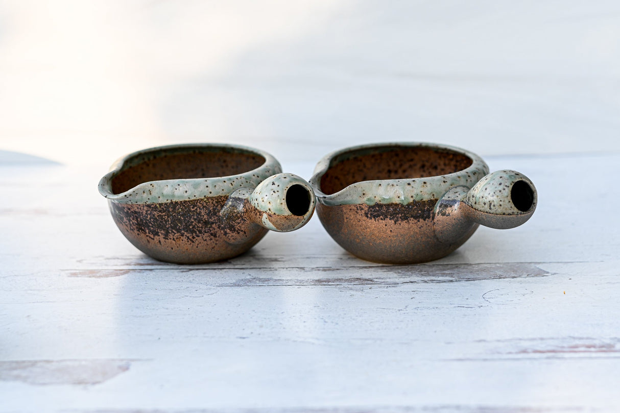 Brown Matcha Bowl with Spout by Aprika Life