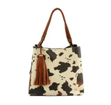 Women Cow Printed Satchel Bag Tote Purse by hfstylish