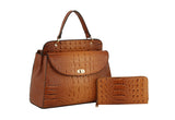 Fashion Croco and Plain Double Satchel with Wallet by hfstylish