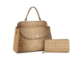 Fashion Croco and Plain Double Satchel with Wallet by hfstylish