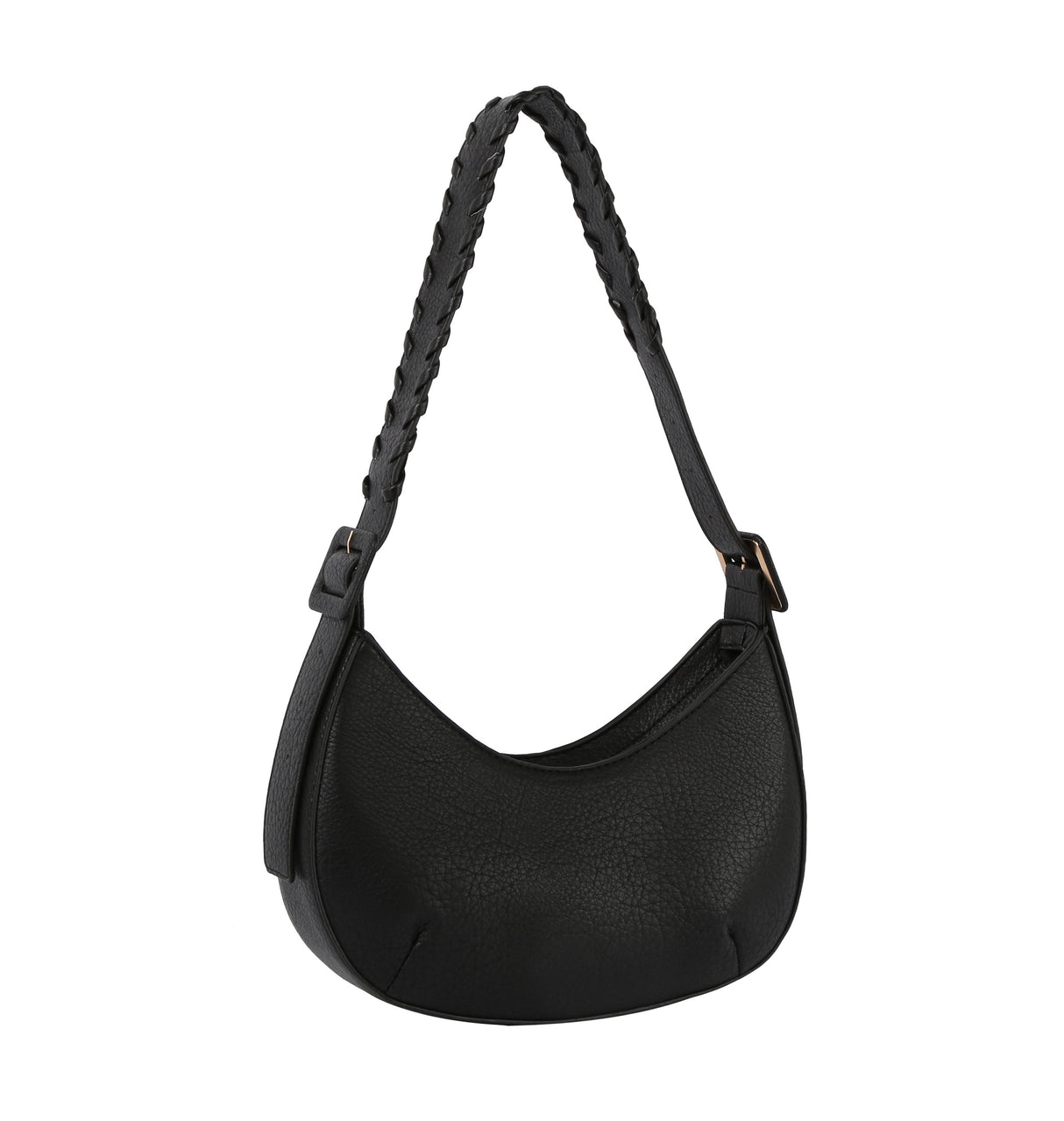 Buckle detailed half moon shoulder bag by hfstylish