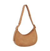 Buckle detailed half moon shoulder bag by hfstylish