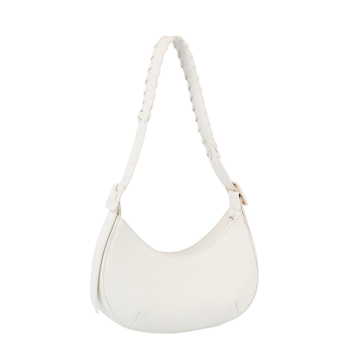 Buckle detailed half moon shoulder bag by hfstylish