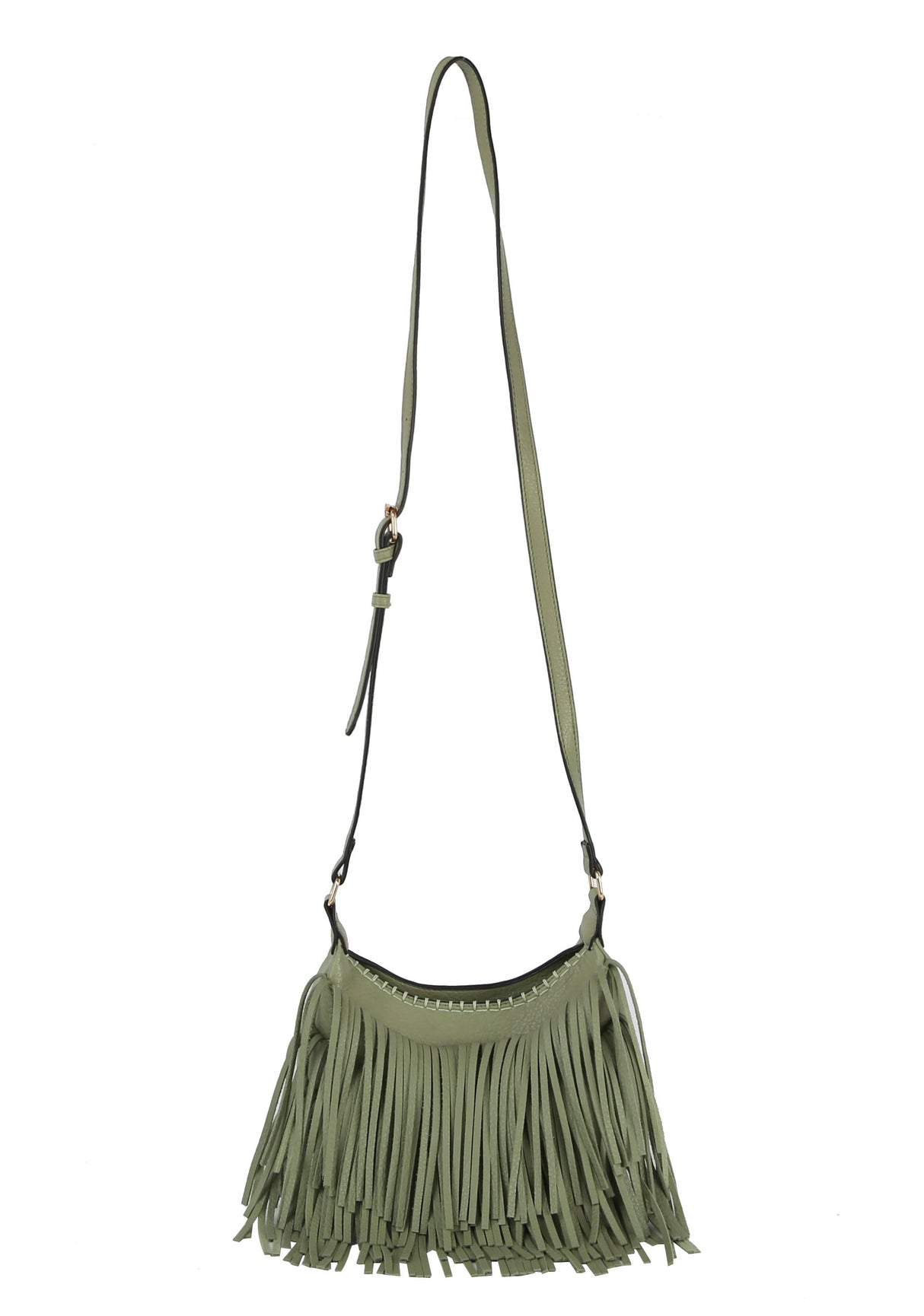 Whipstitching detail fringe crossbody by hfstylish