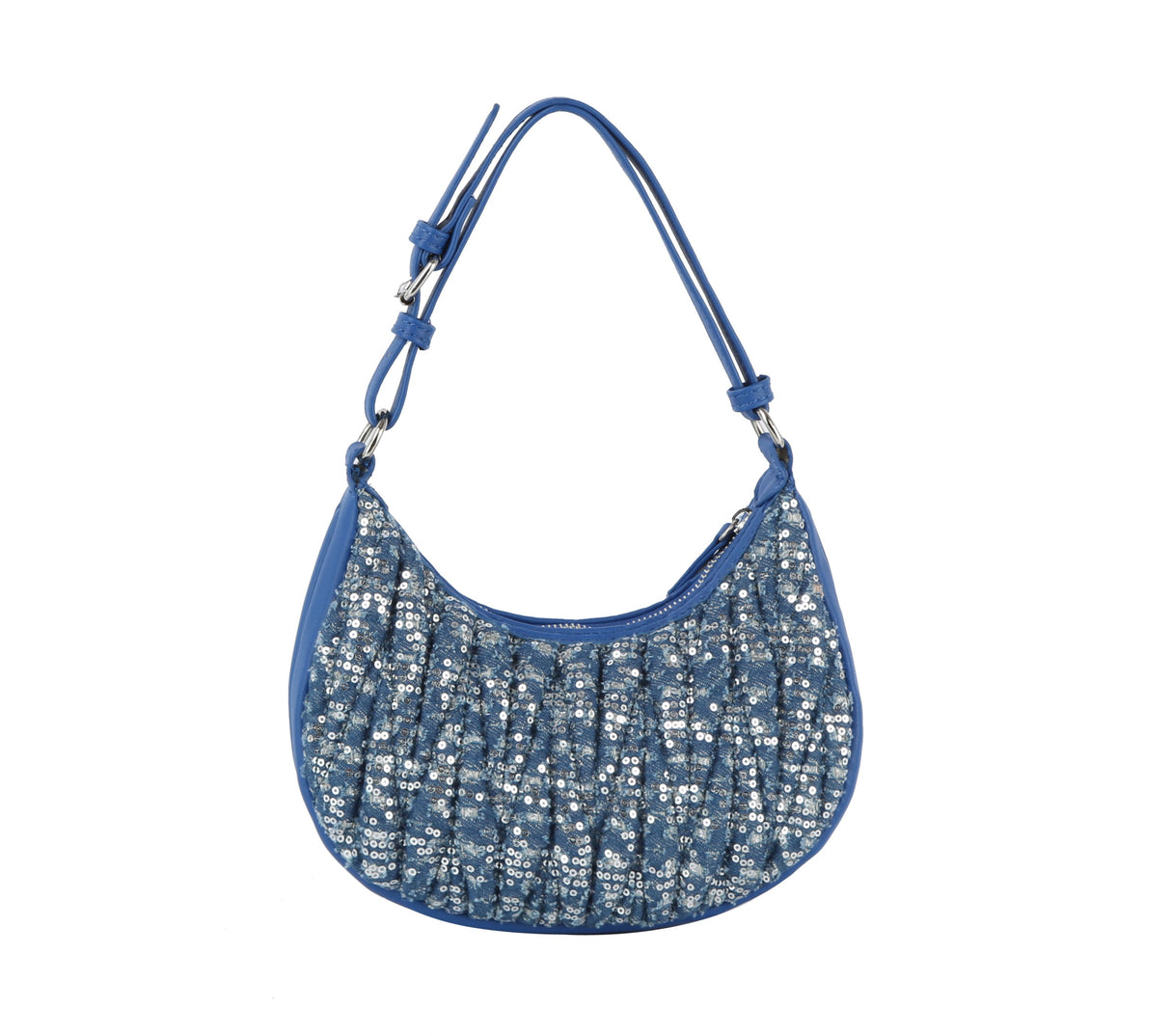 Quilted sequins denim shoulder bag by hfstylish