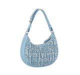 Quilted sequins denim shoulder bag by hfstylish