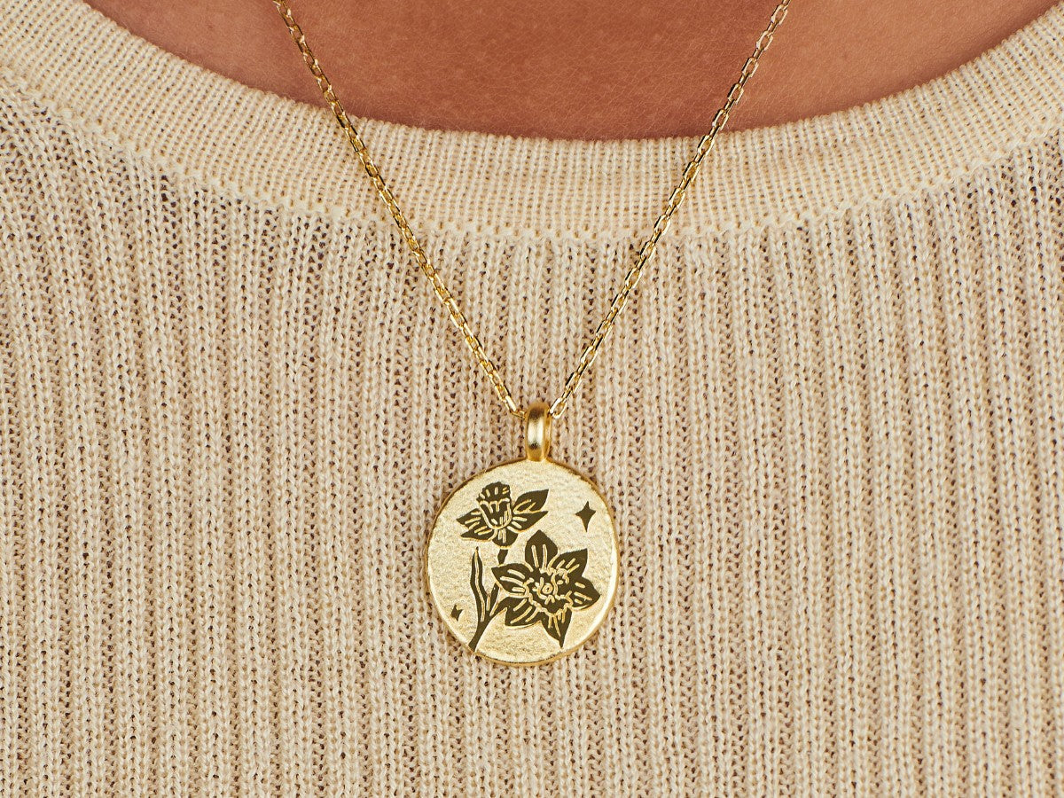 Daffodil Birth Flower Necklace - Mar by Little Sky Stone