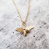 Dainty Bumble Bee Charm Necklace by Salt and Sparkle