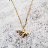 Dainty Bumble Bee Charm Necklace by Salt and Sparkle