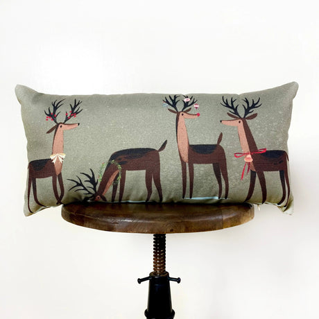 Decked out Christmas Reindeer Throw Pillow Cover | 20x10 | Primitive Christmas Decor | Primitive Decor | Luxury Home Decor | Luxury Decor by UniikPillows