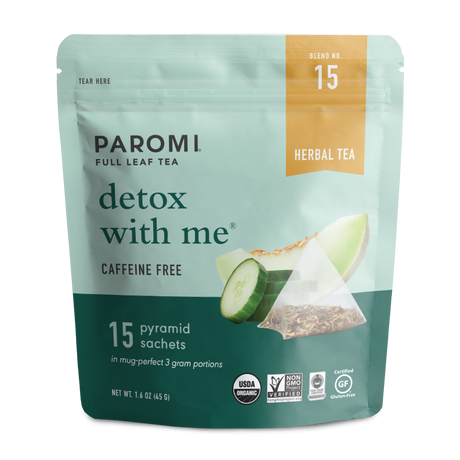 Organic Detox With Me Herbal Tea, Caffeine Free, in Pyramid Tea Bags by Paromi Tea