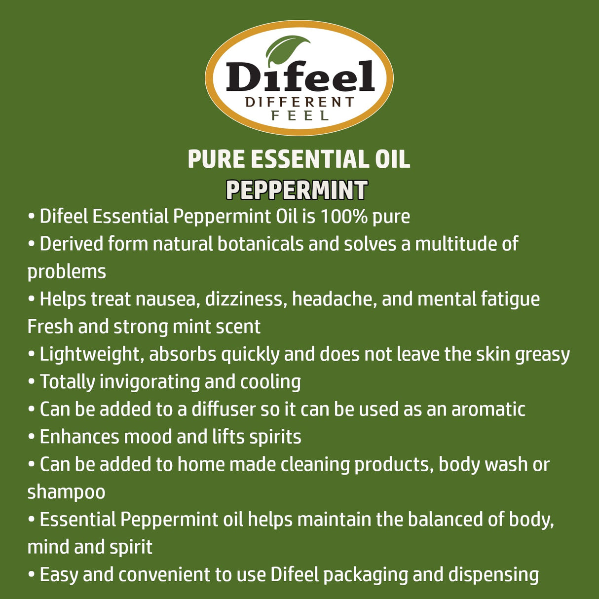 Difeel 100% Pure Essential Oil - Peppermint Oil 1 oz. by difeel - find your natural beauty