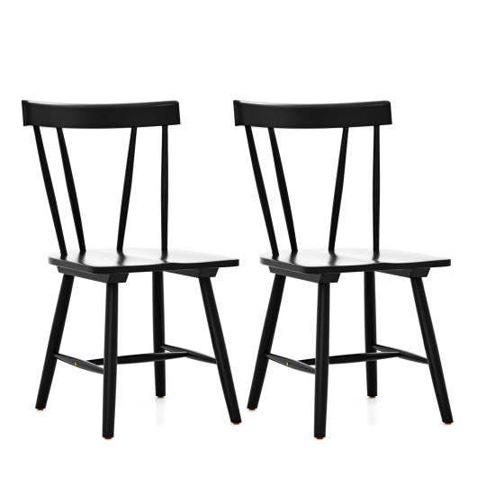 Windsor Style Armless Chairs with Solid Rubber Wood Frame-Black