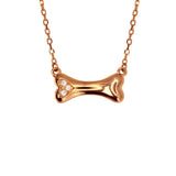 14k Diamond Dog Bone Rose Gold Necklace by VicStoneNYC Fine Jewelry