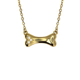 14k Yellow Gold Diamond Dog Bone Necklace by VicStoneNYC Fine Jewelry