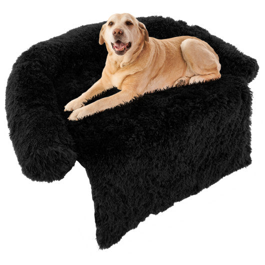 Plush Calming Dog Couch Bed with Anti-Slip Bottom-L