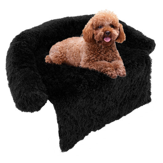 Plush Calming Dog Couch Bed with Anti-Slip Bottom-S