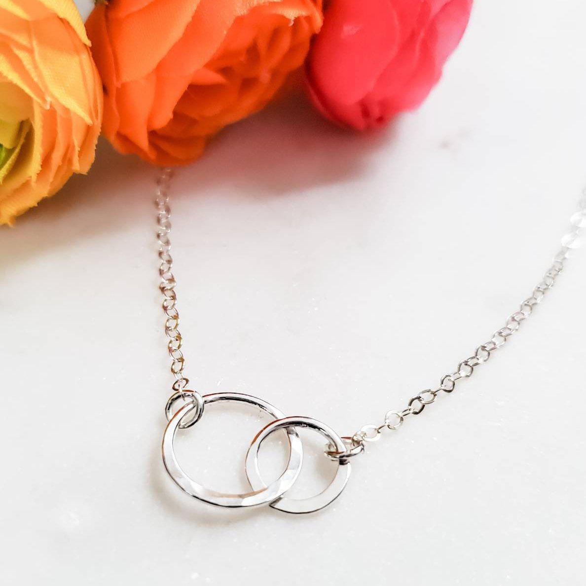 Double Infinity Hammered Circle Necklace by Salt and Sparkle