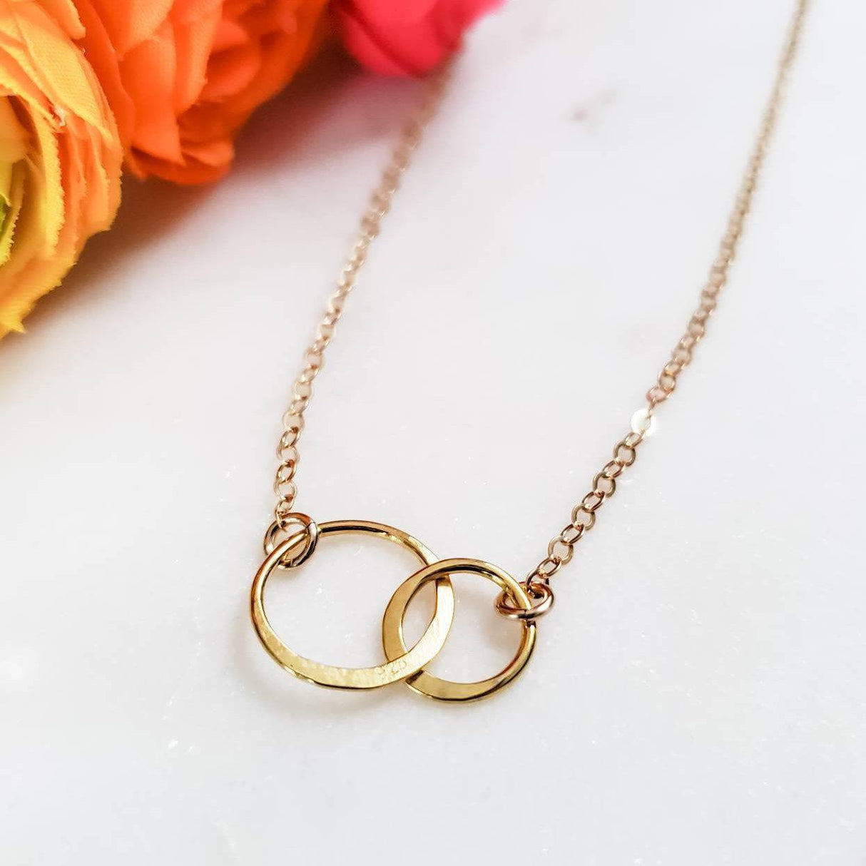 Double Infinity Hammered Circle Necklace by Salt and Sparkle