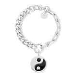 Dual Chain Bracelet With Lage Enamel Yin Yang Pendant by eklexic jewelry