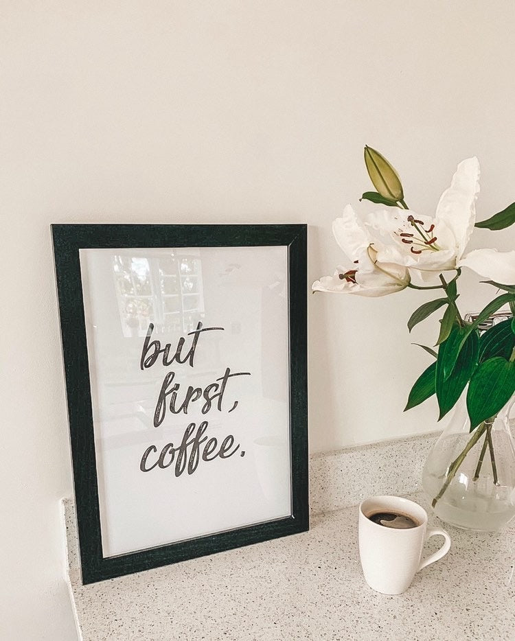 But First Coffee New Kitchen Simple Wall Decor Print by WinsterCreations™ Official Store