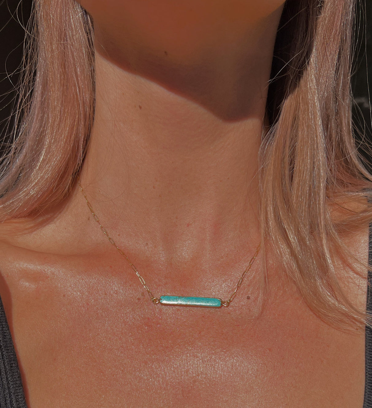 Turquoise Bar Link Chain by Toasted Jewelry