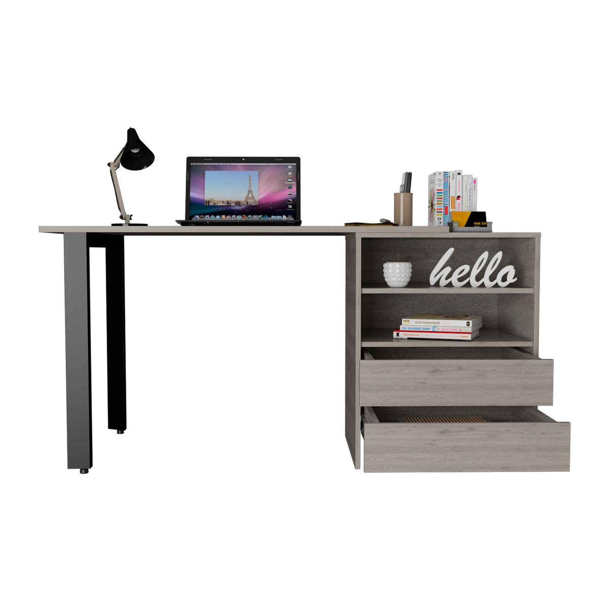 Pragma 120 Writing Desk, Two Drawers, Two Shelves by FM FURNITURE