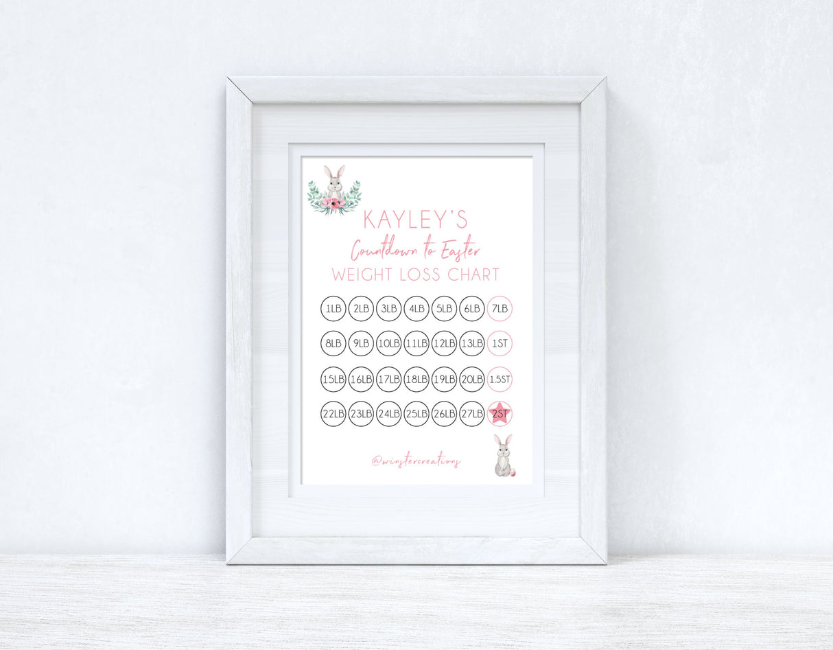 Personalised Name Countdown To Easter Spring A4 Weight Loss Diet Slimming Chart Tracker Print - st. lb Units - Laminated With Stars by WinsterCreations™ Official Store