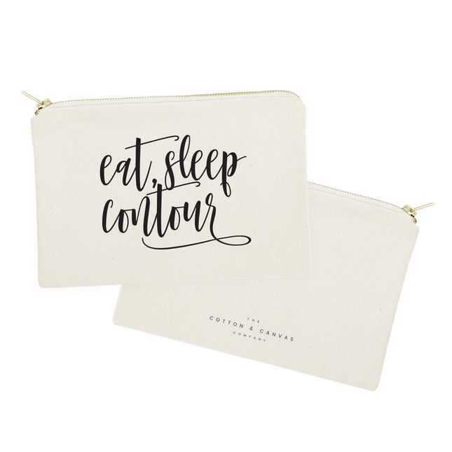 Eat, Sleep, Contour Cotton Canvas Cosmetic Bag by The Cotton & Canvas Co.