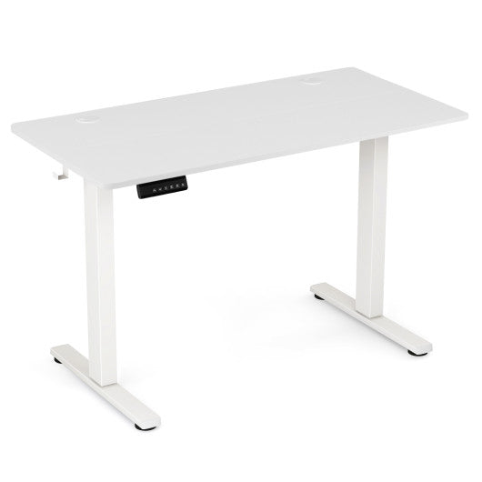 Electric Standing Desk with 3 Memory Height Settings and 2 Hanging Hooks & Cable Management-White