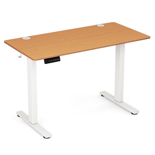 Electric Standing Desk with 3 Memory Height Settings and 2 Hanging Hooks & Cable Management-Natural