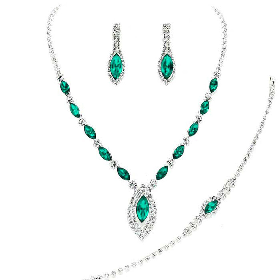 Marquise Rhinestone Necklace Jewelry Set by Madeline Love