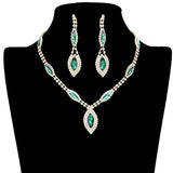 Marquise Stone Accented Rhinestone Necklace Earring Set by Madeline Love